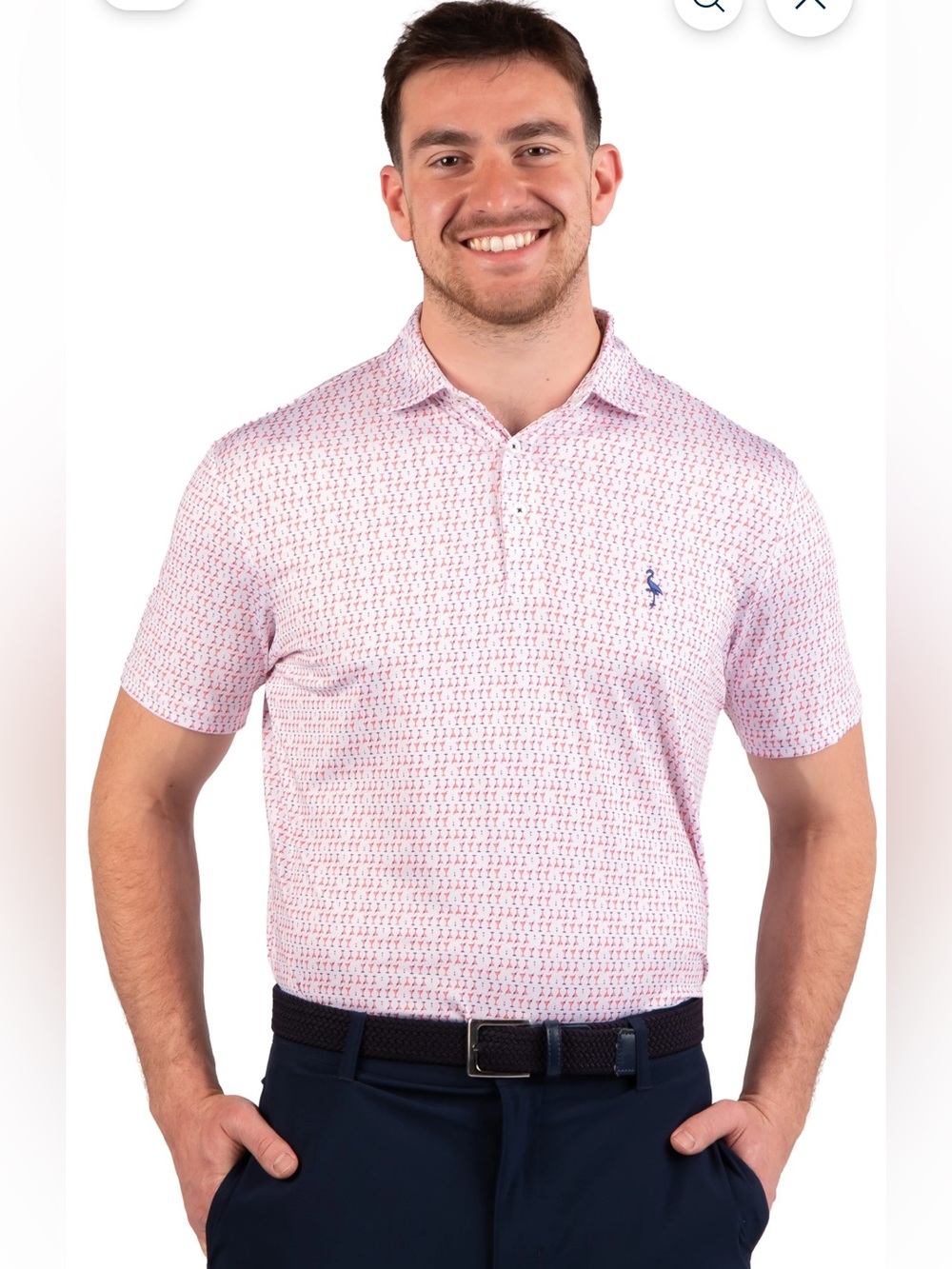 *NWT* $75 TailorByrd Men’s Martini Glasses Performance Polo Golf Shirt L Large
